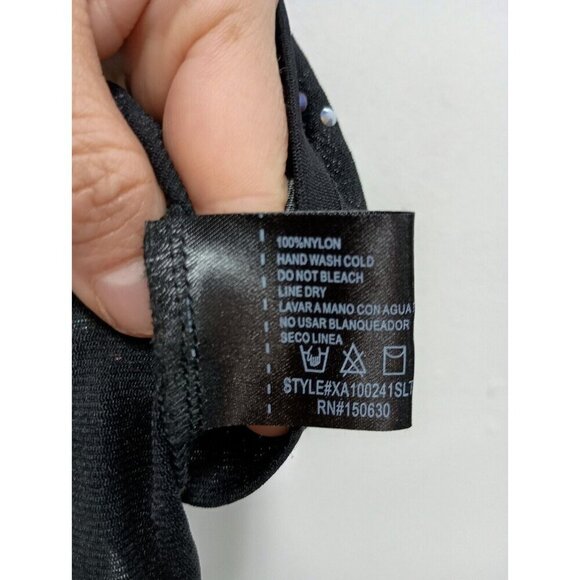 VTG 90s Y2K Xtaren Womens Top Medium Black Studded Mesh Sleeveless WhimsiGoth - Picture 7 of 8